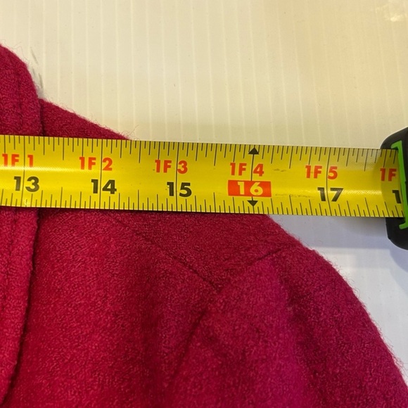 “Ann Taylor”LOFT Hot Pink Pea Coat with Wide Notched Lapel and Medium Length - Picture 8 of 13